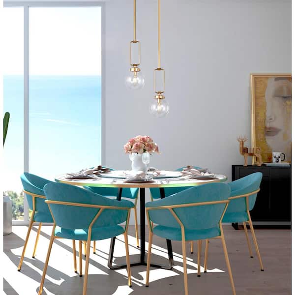 Modern Globe Island Pendant Light Naomi 1-Light Brass Gold Round Chandelier Pendant Light with Clear Glass Shade
