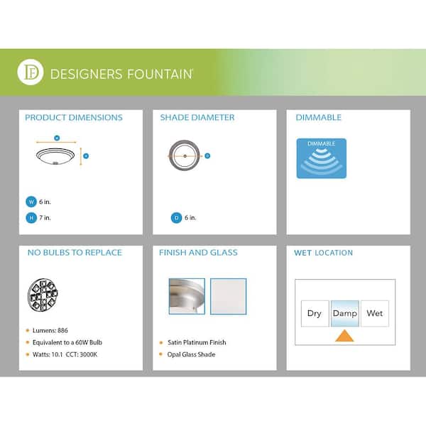 45W Equivalent 6 in. Brushed Nickel Integrated LED Flush Mount