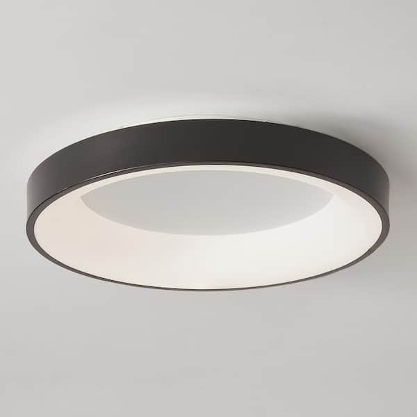 19.68 in. 1-Light Black Creative Design Simple Circle 27-Watt Integrated LED Flush Mount Light Ceiling