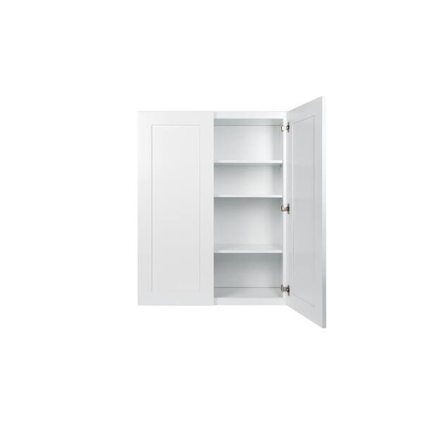 Ready to Assemble 36x42x12 in. Shaker Double Door Wall Cabinet 3-Shelf in White