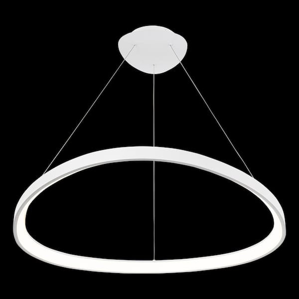 48-Watt 1-Light White Aluminum Dimmable Integrated LED Pendant Light