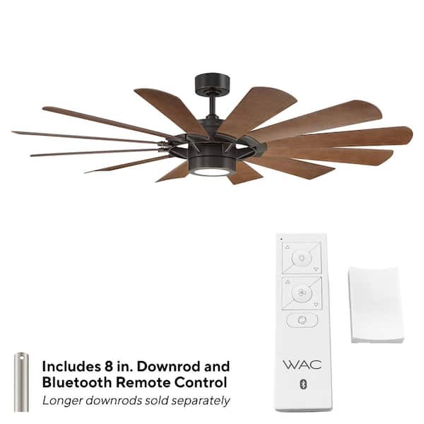 Windmill 65 in. Integrated LED Indoor/Outdoor 12-Blade Smart Ceiling Fan Oil-Rubbed Bronze/Dark Walnut 3000K and Remote