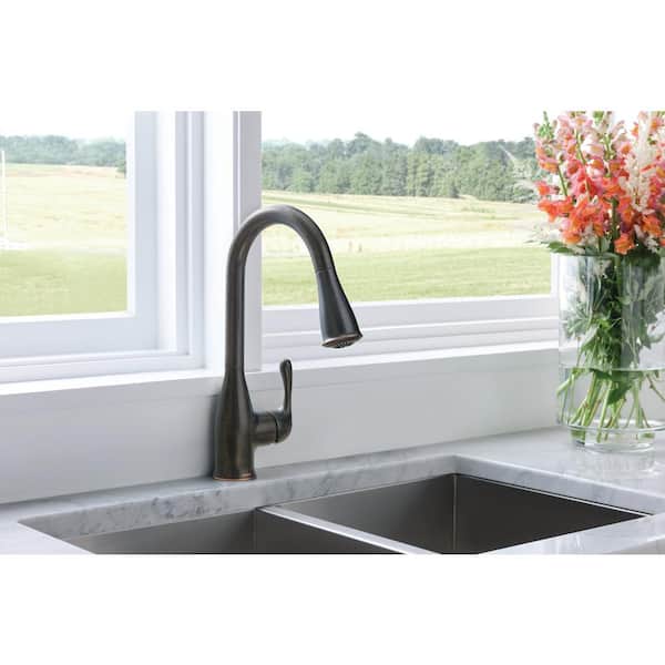 Kaden Single-Handle Pull-Down Sprayer Kitchen Faucet with Reflex and Power Clean in Mediterranean Bronze