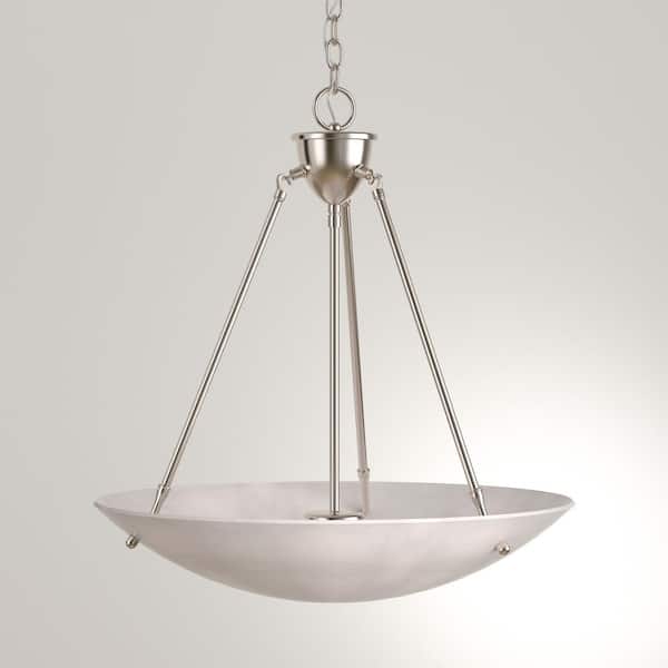 3-Light Brushed Nickel Pendant with Alabaster Glass