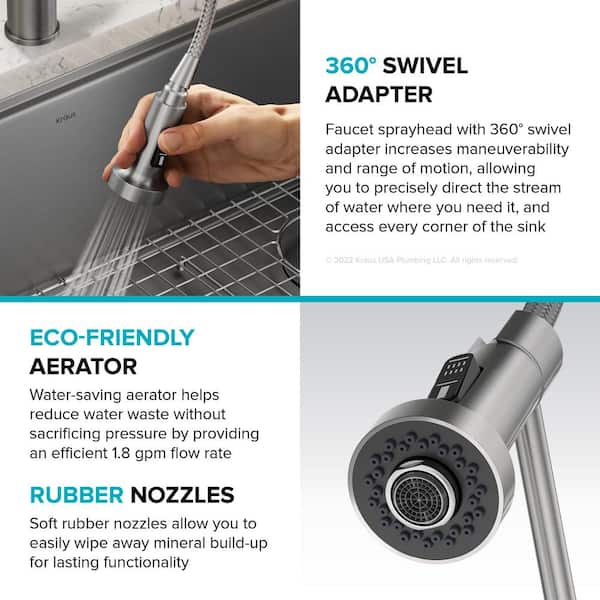 Bolden Commercial Style Pull-Down Single Handle 18-Inch Kitchen Faucet in Brushed Brass