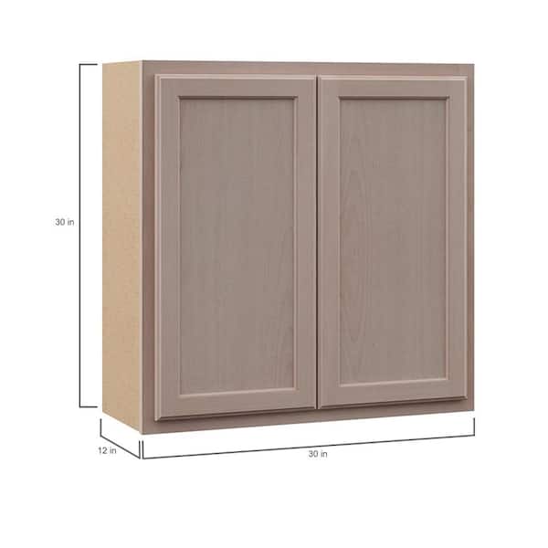 30 in. W x 12 in. D x 30 in. H Assembled Wall Kitchen Cabinet in Unfinished with Recessed Panel
