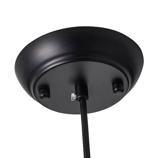 9 in. 1-Light Black Island Pendant Light Industrial Hanging Light with Blue Glass Shade