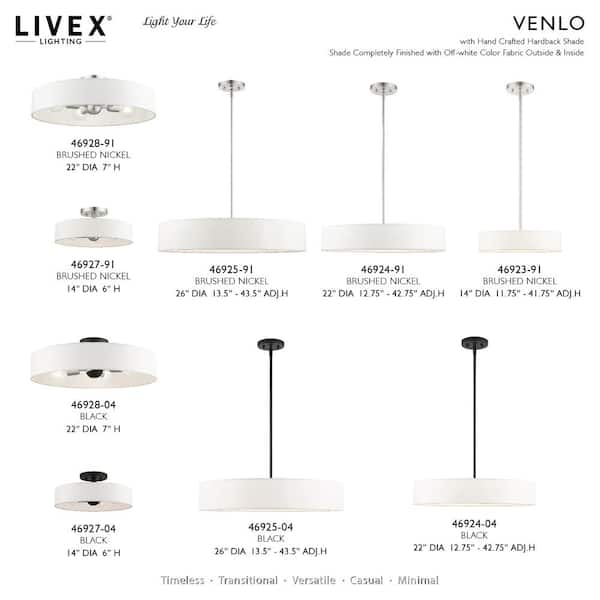 Venlo 4 Light Black with Brushed Nickel Accents Semi Flush Mount