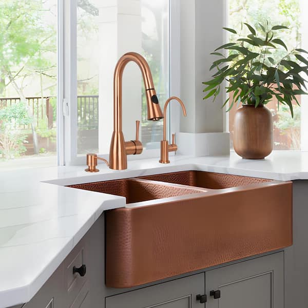 Built in Copper Soap Dispenser Refill from Top with 17 oz. Bottle