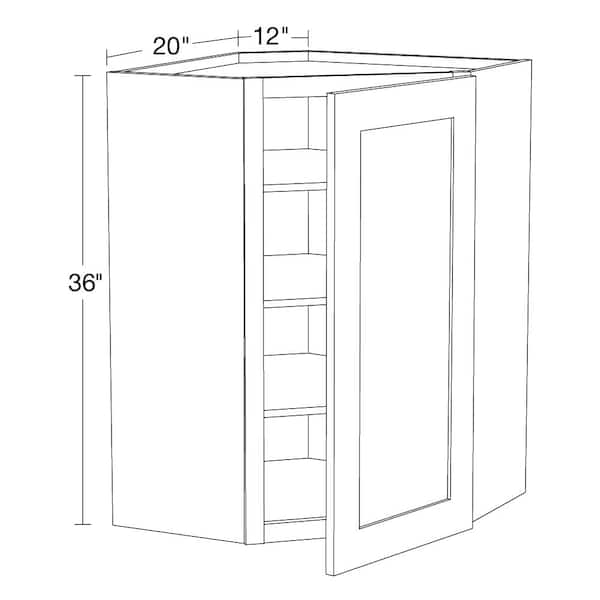 Newport Cream Painted Plywood Shaker Assembled Diagonal Corner Kitchen Cabinet Soft Close 20 in W x 12 in D x 36 in H