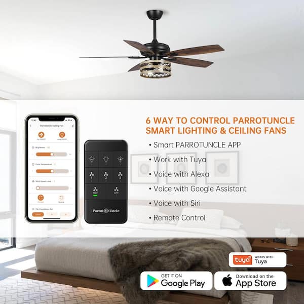 Toronto 52 in. Indoor Farmhouse Black LED Smart Ceiling Fan with Light and Remote, Works with Google Home and Alexa