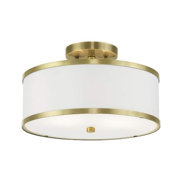 Cameron 2 Light Antique Brass Semi Flush Mount