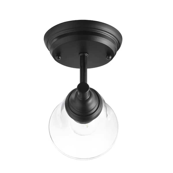 Marsden 5.5 in. 1-Light Matte Black Transitional Wall Sconce with Clear Glass Shade