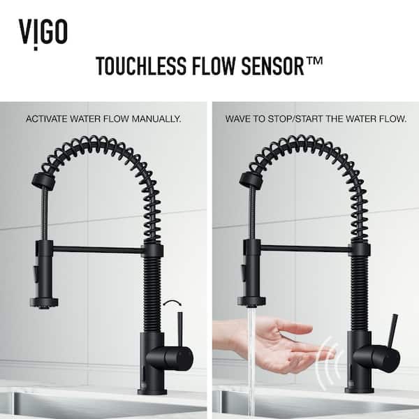 Edison Single Handle Pull-Down Sprayer Kitchen Faucet with Touchless Sensor in Matte Black