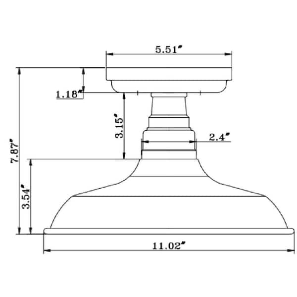 Kimball 11 in. 1-Light Antique White Semi-Flush Mount Ceiling Light
