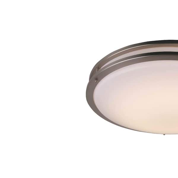 1-Light Integrated LED Flush Mount Ceiling Light in Brushed Nickel
