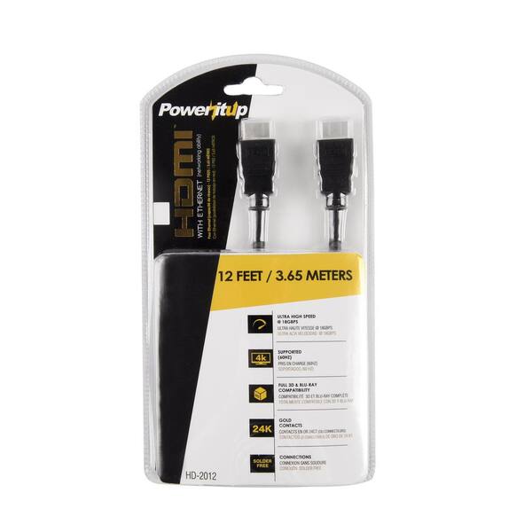 12 ft. HDMI Cable with Ethernet in Black (5-Pack)