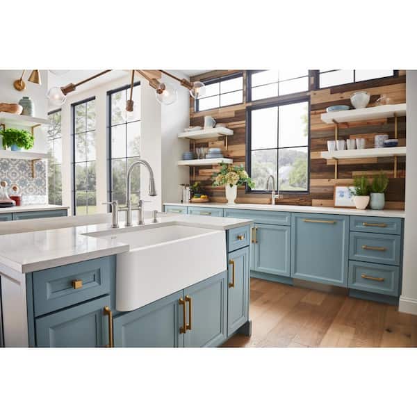 Ikon White Granite 33 in. Double Bowl Farmhouse Apron Kitchen Sink