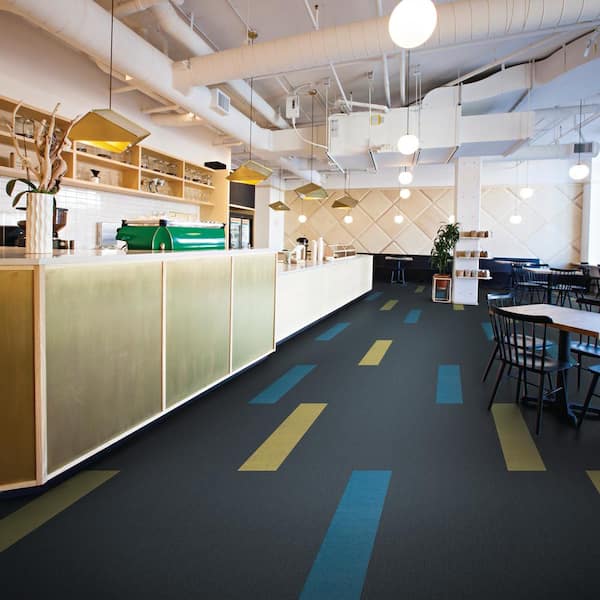 Black Commercial/Residential 9 in. x 36 in. Peel and Stick Carpet Tile Plank 8 Tiles/Case (18 sq. ft.)