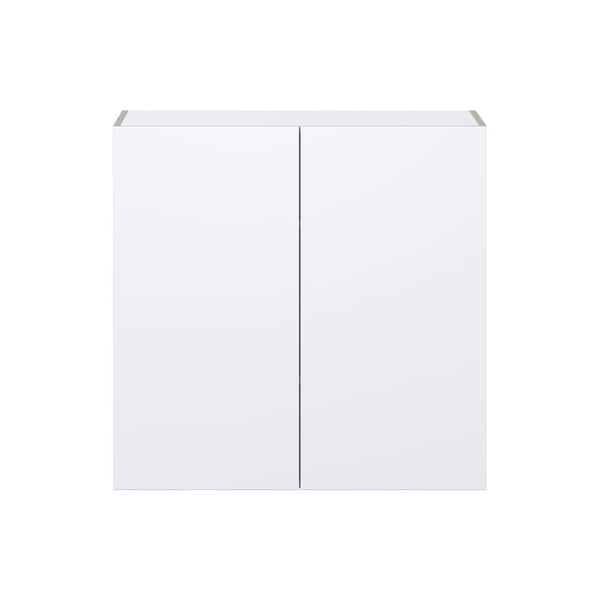 Fairhope Glacier White Slab Assembled Wall Kitchen Cabinet (36 in. W x 35 in. H x 14 in. D)