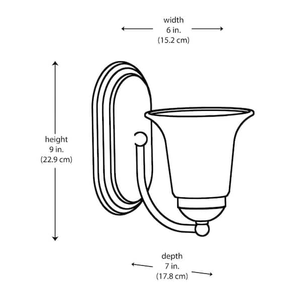 Cabernet Collection 1-Light Brushed Nickel Wall Sconce Light Fixture with White Marbleized Shade