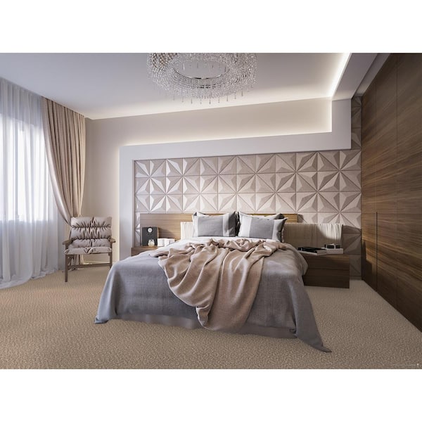 Dream Wish  - Goal - Beige 32 oz. SD Polyester Texture Installed Carpet