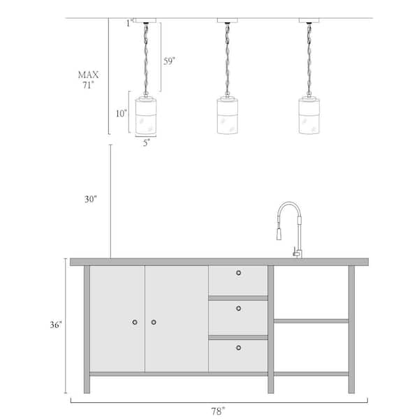 Mid-Century Cylinder Kitchen Island Hanging Pendant Light 1-Light Brass Gold Modern Pendant Light with Clear Glass Shade