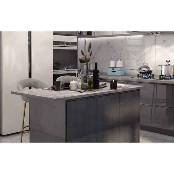 6 ft. L x 25.5 in. D, Acacia Butcher Block Standard Countertop in Dusk Grey with Square Edge