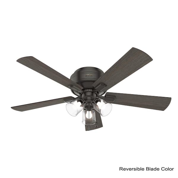 Crestfield 52 in. LED Indoor Low Profile Noble Bronze Ceiling Fan with 3-Light Kit