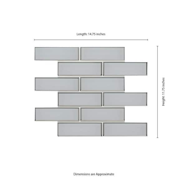 Ice Bevel Subway 11.73 in. x 11.73 in. Glossy Glass Blend Mesh-Mounted Mosaic Tile (9.6 sq. ft./Case)