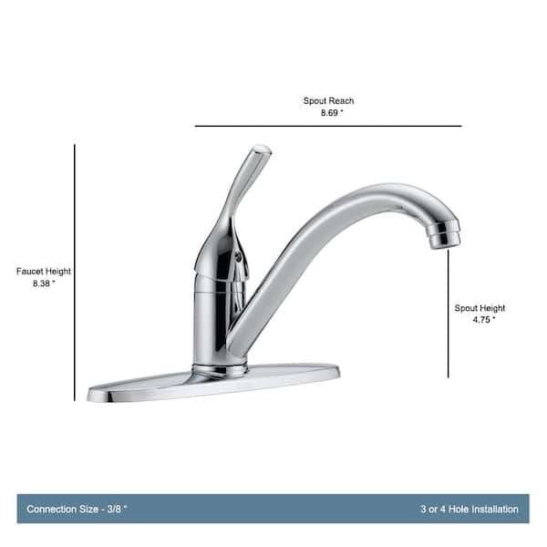 Classic Single-Handle Standard Kitchen Faucet in Chrome