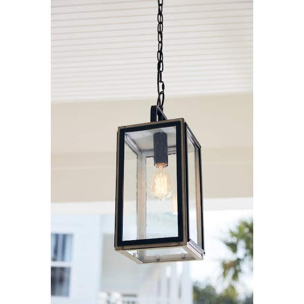 Bramshaw 1-Light Matte Black Outdoor Pendant Light