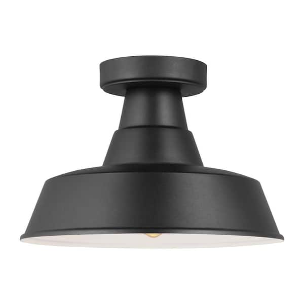 Barn Light 1-Light Black Exterior Outdoor Flush Mount Ceiling Light