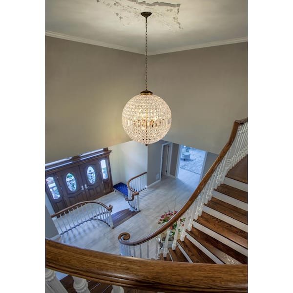 Allenglade 5-Light Unique Antique Gold Globe Chandelier with Crystal Accents