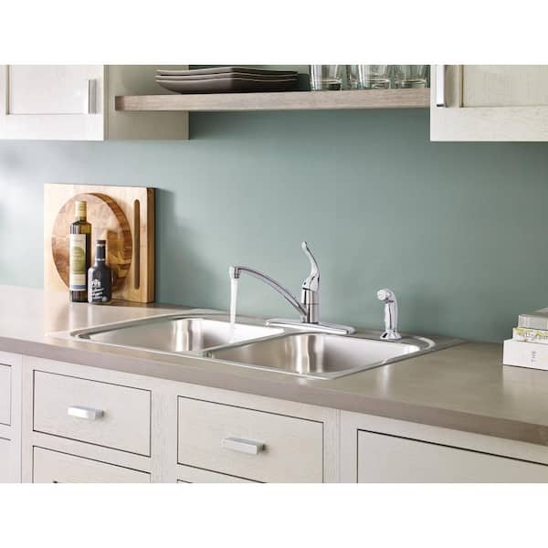 Chateau Single-Handle Fixed Kitchen Faucet with Side Sprayer in Chrome