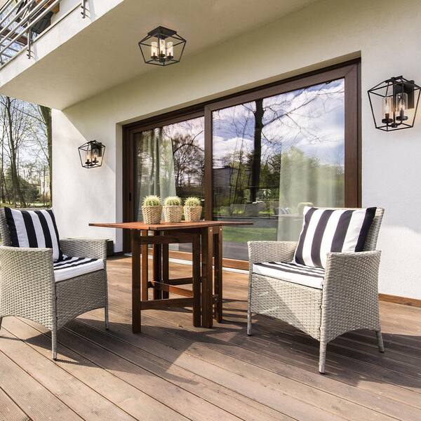 Bastille 4-Light Black Outdoor Flush Mount Light with Clear Glass (1-Pack)