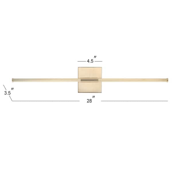 Makena 28 in. Gold Dimmable Integrated LED Metal Wall Sconce