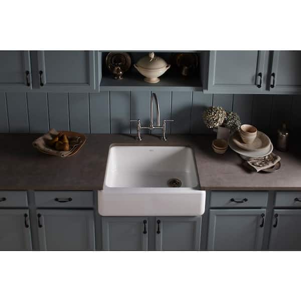 Whitehaven Farmhouse Undermount Apron Front Cast Iron 30 in. Self-Trimming Single Bowl Kitchen Sink in White