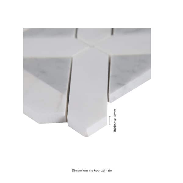 Bianco Dolomite Geometrica 12 in. x 12 in. x 10 mm Polished Marble Mosaic Tile (10 sq. ft./case)