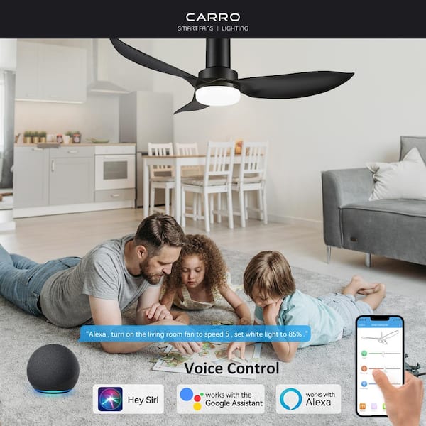 Daisy 45 in. Integrated LED Indoor Black DC Motor Smart Ceiling Fan with Light and Remote, Works with Alexa/Google Home