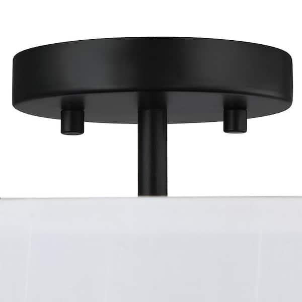 14 in. 3-Light Matte Black Semi-Flush Mount Ceiling Light with Drum Shade
