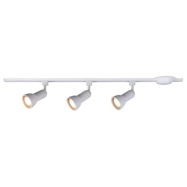 4 ft. 3-Light White Linear Track Lighting Kit with R20/PAR20 Medium Step Track Lighting Heads
