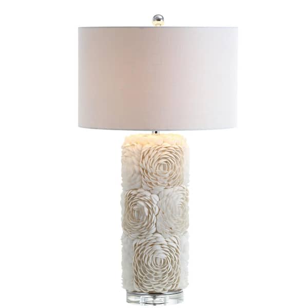 Rosette 28.5 in. Cream Seashell/Resin/Crystal LED Table Lamp