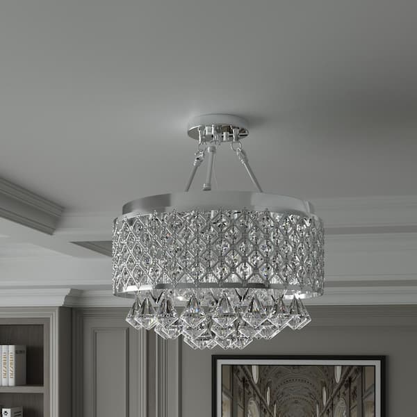 Jackson 15 in. 4-Light Semi-Flush Mount with Crystal