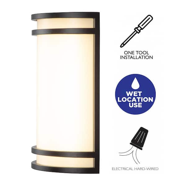 1-Light Oil-Rubbed Bronze Dimmable 15-Watt LED Wall Light with Acrylic Shade