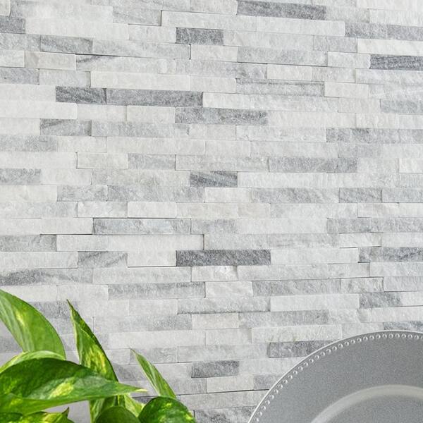 Alaska Gray Split Face 12 in. x 12 in. x 10 mm Textured Marble Mosaic Tile (10 sq. ft. / case)