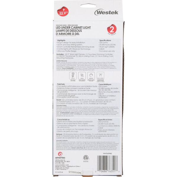 Tavo 9 in. LED White Under Cabinet Light (2-Pack)