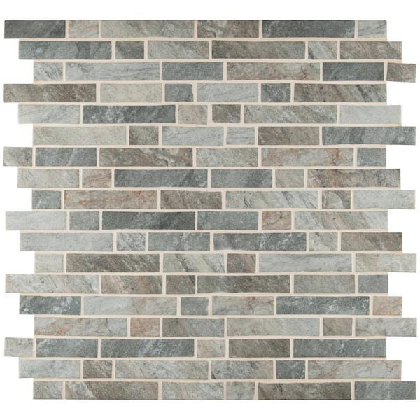 Stonella Interlocking 11.81 in. x 11.81 in. Textured Glass Mesh-Mounted Mosaic Tile (0.97 sq. ft./Each)