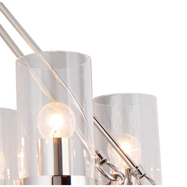 8-Light Nickel Candle Style Chandelier with Clear Glass shade