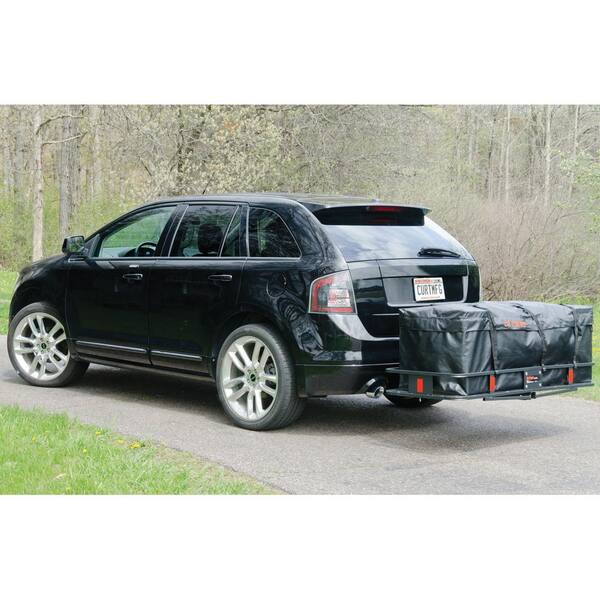 500 lbs. 60 in. x 24 in. Black Steel Basket Hitch Cargo Carrier (Folding 2 in. Shank) and Elastic Net Combo Kit